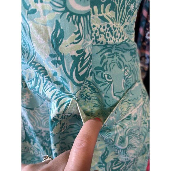 Lilly Pulitzer Safari Animal Print Lion Zebra Sleeveless VTG Dress Size 6 Green - Picture 5 of 11